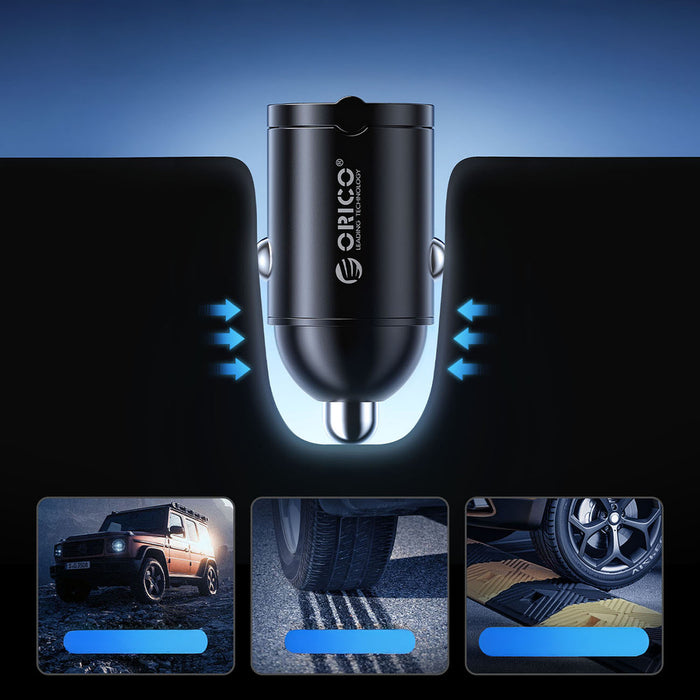 Orico MiniRing 30W USB-A + USB-C Car Charger - Black