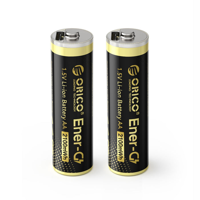 Orico Ener-G EG5C Lithium Battery 1.5V 2100mWh AA USB-C Rechargeable Battery with Charging Cable 2 pcs.