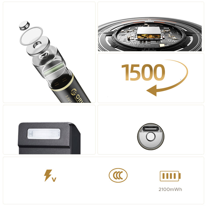Orico Ener-G EG5C Lithium Battery 1.5V 2100mWh AA USB-C Rechargeable Battery with Charging Cable 2 pcs.