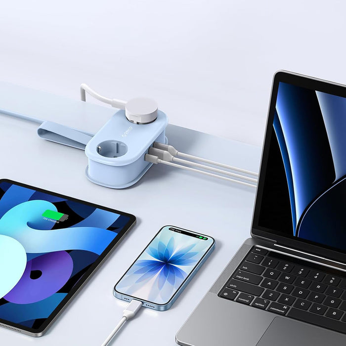 Orico AP3 20W GaN 5in1 Power Strip 2x AC + 2x USB-A + 1x USB-C - Blue