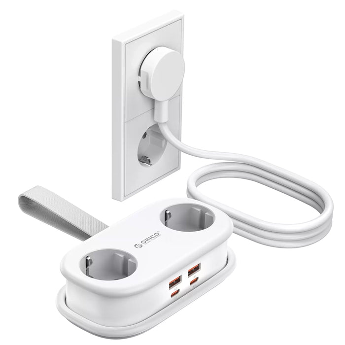 Orico AP3 65W GaN 6in1 Power Strip 2x AC + 2x USB-A + 2x USB-C - White
