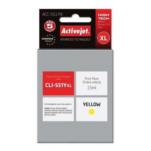 Original Ink Cartridge Activejet ACC-551YN Yellow - Оригинални Касети с Мастило<<<Електроника Периферни и резервни