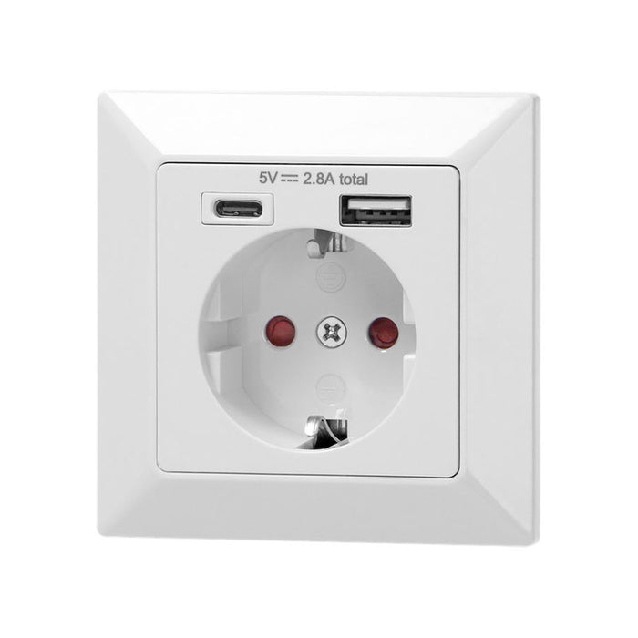 CONTACT SINGLE 16A, USB A+C 2.8A WHITE ORNO