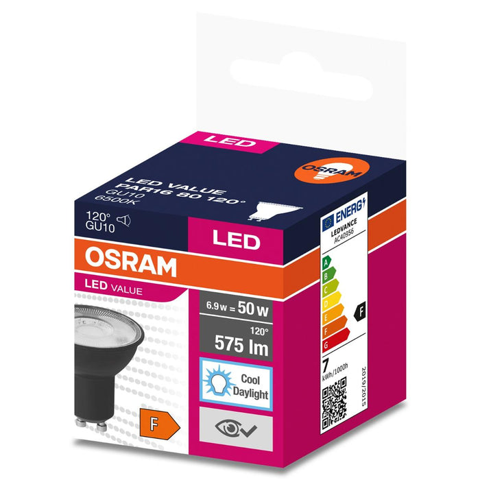 LED LAMP BLACK GU10 120° 6.9W 6500K