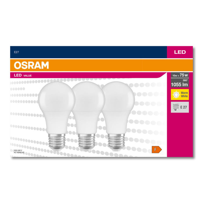 LED VALUE LAMP CLA75 E27 3000K 3PCS