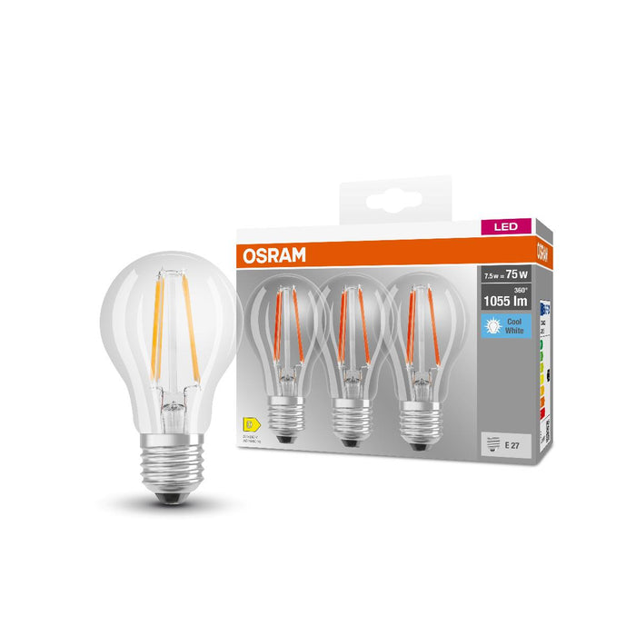 LED VALUE LAMP FIL CLA75 E27 4000K 3PCS