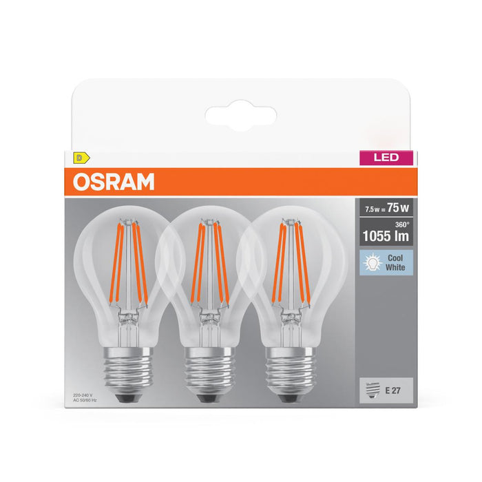 LED VALUE LAMP FIL CLA75 E27 4000K 3PCS