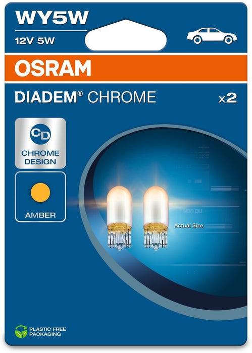 OSRAM DIADEM CHROME (NEXTGEN) WY5W AMBER 12V CARTON BLISTER X2 PCS