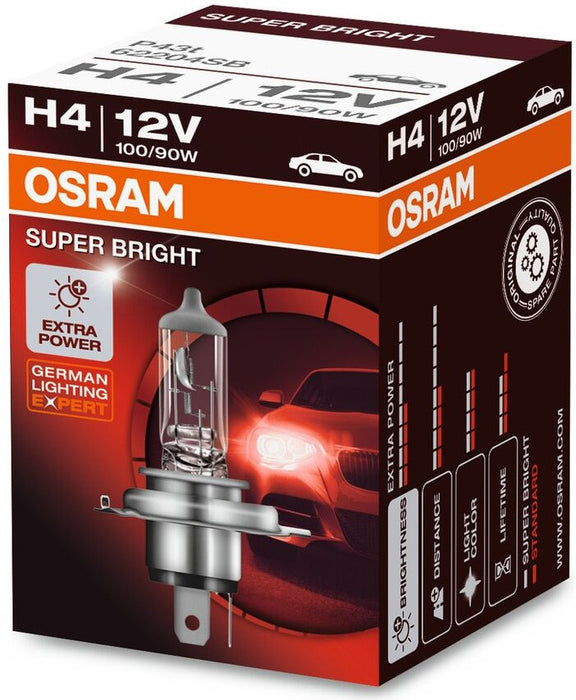 OSRAM SUPER BRIGHT PREMIUM H4 4800K 100/90W 12V CARTON BOX 1 PCS