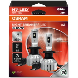 OSRAM H7-LED NIGHT BREAKER START 6000K 16W 12V +230% HANGING FOLDING BOX X2 PCS
