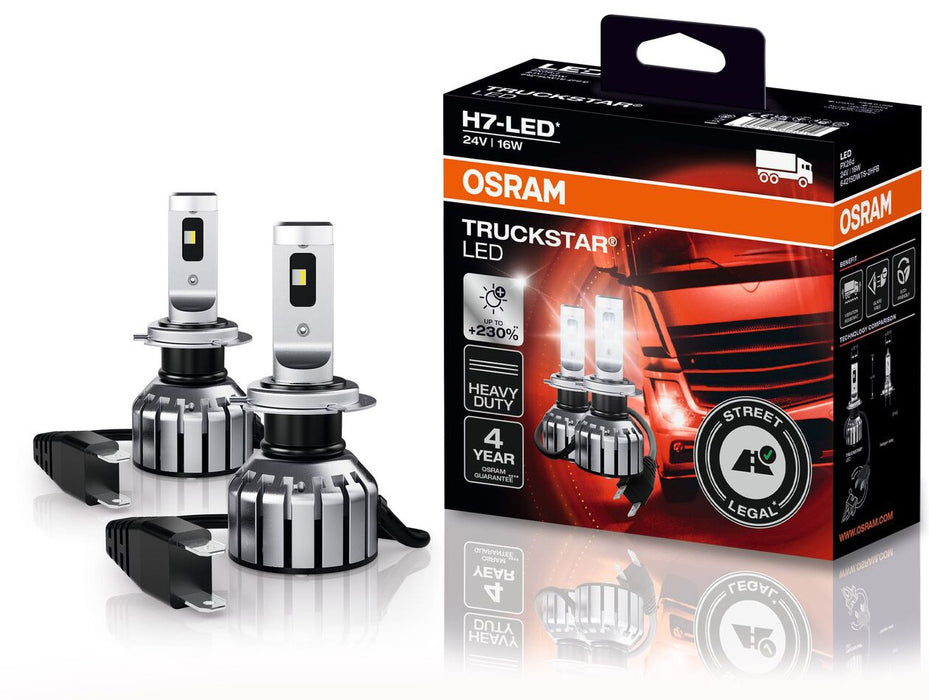 LED Bulb (Set of 2) H7 24V PX26D LED legalizable for selected cars TRUCKSTAR LED, white 6000K
