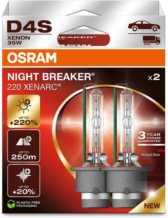 OSRAM XENARC NIGHT BREAKER 220 D4S 4400K 35W 42V HANGING FOLDING BOX X2 PCS