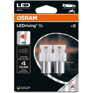 OSRAM RED P21W LED 1,4W 12V CARTON BLISTER X2 PCS