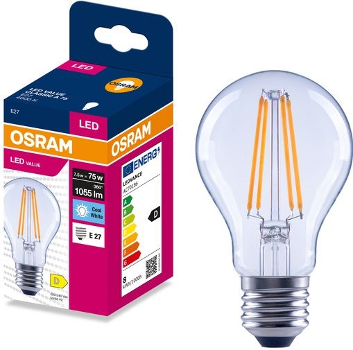 LED LAMP VALUE FILAMENT CLA75 1055lm/840 E27 LEDVANCE
