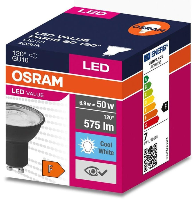 LED LAMP BLACK GU10 120° 6.9W 4000K