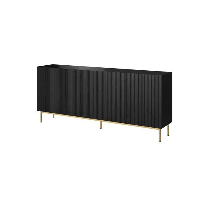 PAFOS chest of drawers on golden steel frame 200x40x102 matte black - Chests of drawers made of furniture