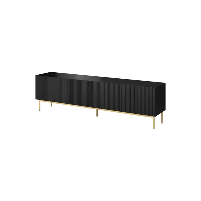 PAFOS RTV cabinet on golden steel frame 200x40x60 cm matte black - TV cabinets made of furniture boardSTV-ZPM<<<TV