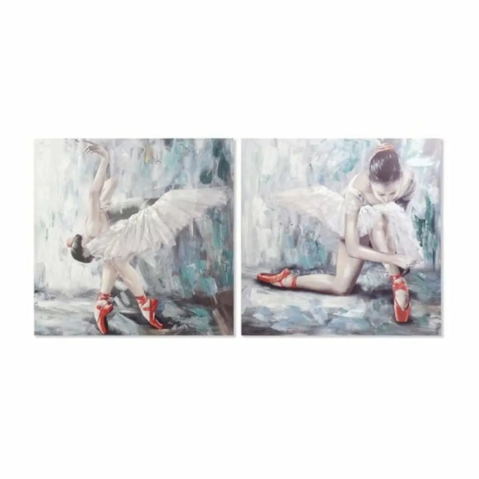 Painting DKD Home Decor Canvas Grey Blue Wood White (100 x 3 x 100 cm) (2 Units) - Декорация и Осветление<<<Дом