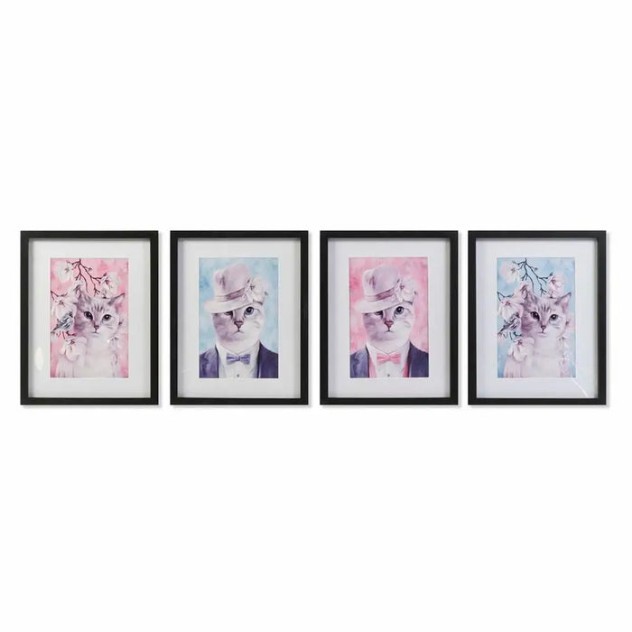 Painting DKD Home Decor Cats (35 x 2,5 x 45 cm) (35 x 2 x 45 cm) (4 Units) - Декорация и Осветление<<<Дом