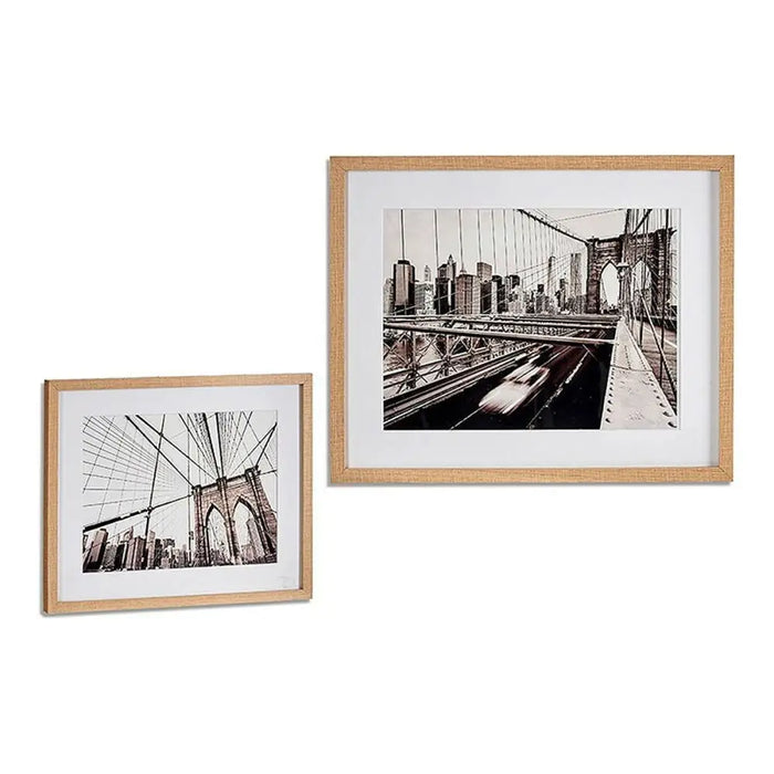 Painting Gift Decor Brown Wood Glass 43 x 3 x 53 cm Bridge - Декорация и Осветление<<<Дом Градина<<<BigBuy&&&Картини и