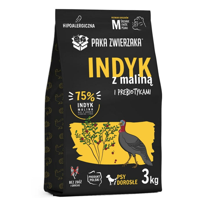 Fodder Paka Zwierzaka Turkey with raspberry M Turkey 3 Kg