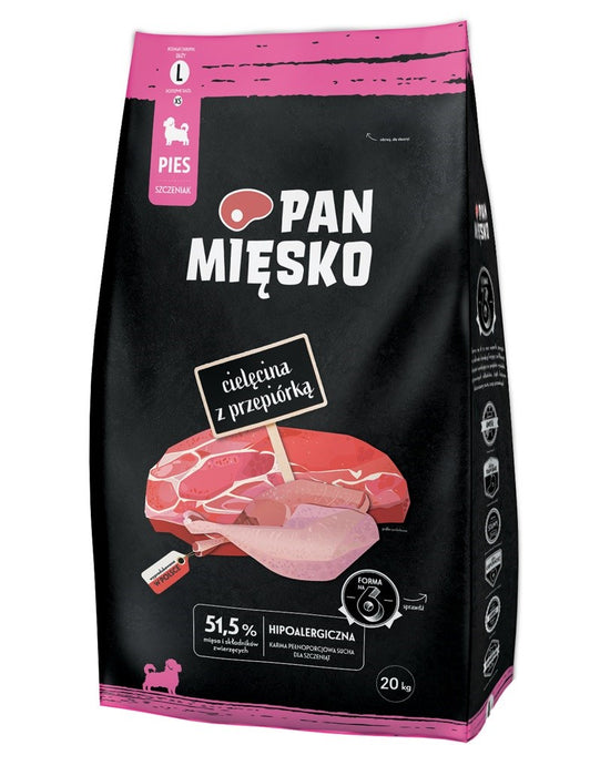 PAN MIĘSKO Veal with quail L puppy - dry dog food - 20kg