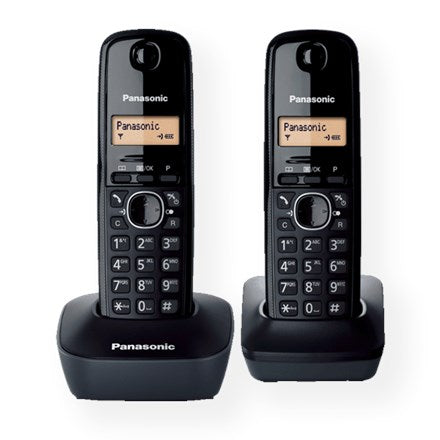 Panasonic Cordless KX-TG1612FXH, Black, Caller ID, Wireless connection, Phonebook capacity 50 entries, Built-in display, Conference call