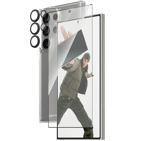 PanzerGlass Bundle 3in1 Transparent Case + Film + Camera Protector for Samsung Galaxy S24 Ultra - Sets<<<HurtelXML