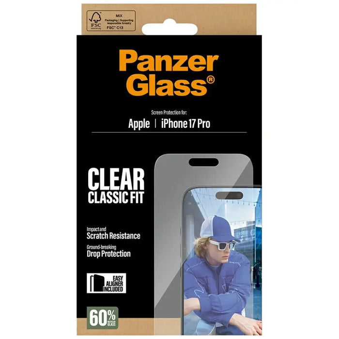 PanzerGlass Classic Fit EasyAligner Tempered Glass for iPhone 17 Pro - Cell phone tempered glass<<<HurtelXML