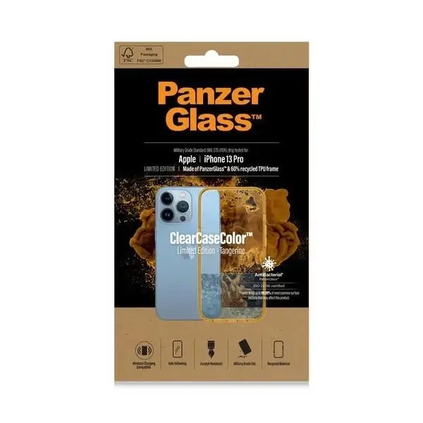 PanzerGlass ClearCase Antibacterial Military Grade Certified Case for iPhone 13 Pro - Transparent Yellow - Cell phone