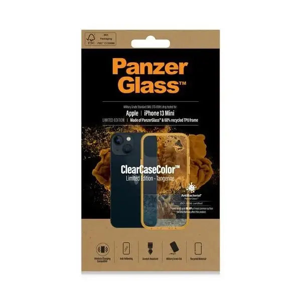 PanzerGlass ClearCase Antibacterial Military Grade Certified Case for iPhone 13 Mini - Transparent Yellow - Cell phone