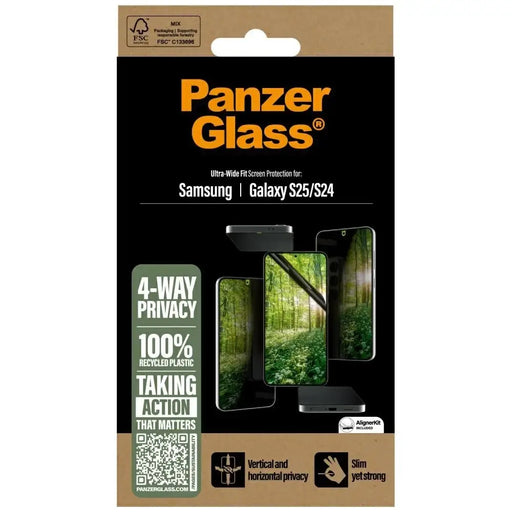 PanzerGlass Eco Matrix Ultra-Wide Fit Privacy Glass for Samsung Galaxy S25 - Cell phone tempered glass<<<HurtelXML