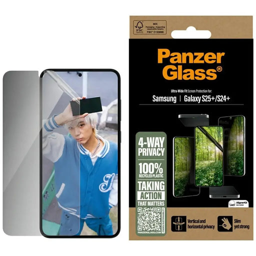 PanzerGlass Eco Matrix Ultra-Wide Fit Privacy Glass for Samsung Galaxy S25+ - Cell phone tempered glass<<<HurtelXML