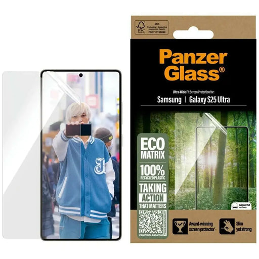 PanzerGlass Eco Matrix Ultra-Wide Fit Tempered Glass for Samsung Galaxy S25 Ultra - Cell phone tempered
