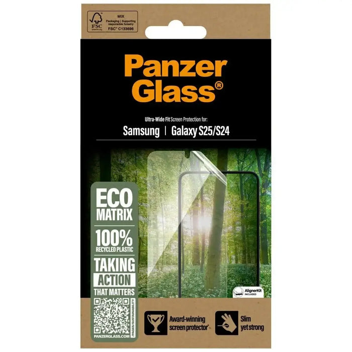 PanzerGlass Eco Matrix Ultra-Wide Fit Tempered Glass for Samsung Galaxy S25 - Cell phone tempered glass<<<HurtelXML