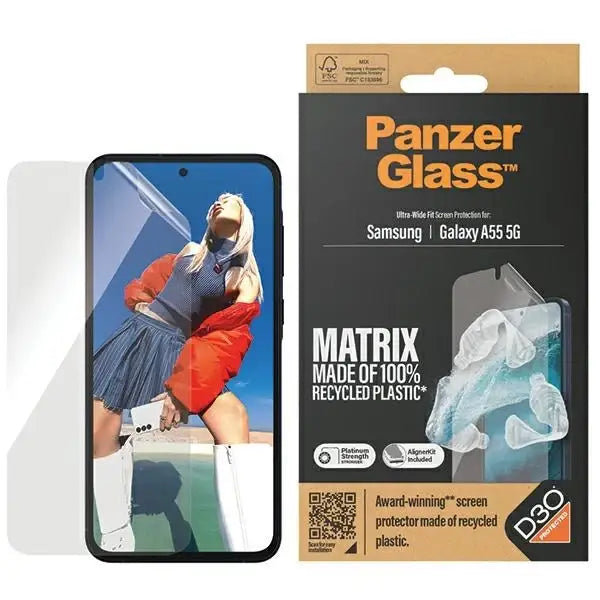 PanzerGlass Matrix Ultra-Wide Fit foil with positioner for Samsung Galaxy A55 5G - Cell phone tempered glass<<<HurtelXML