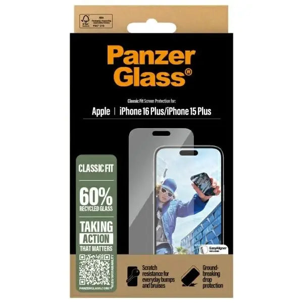 PanzerGlass Screen Protector iPhone 16 Plus 6.7’’ Classic Fit 2875 - Cell phone tempered glass<<<HurtelXML