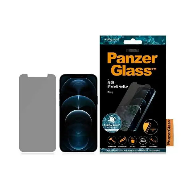 PanzerGlass Standard Super+ antibacterial privacy tempered glass for iPhone 12 Pro Max - Cell phone tempered