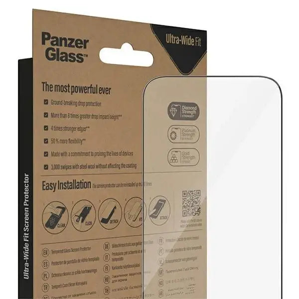 PanzerGlass Ultra-Wide Fit Antibacterial Tempered Glass with Positioner for iPhone 14 Pro - Cell phone tempered