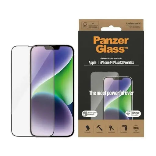 PanzerGlass Ultra-Wide Fit Antibacterial Tempered Glass with Positioner for iPhone 14 Plus / 13 Pro Max - Cell phone