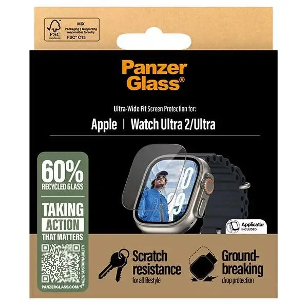 PanzerGlass Ultra-Wide Fit Ultra Screen Protection Tempered Glass for Apple Watch Ultra 2 - Clear - Cell phone tempered
