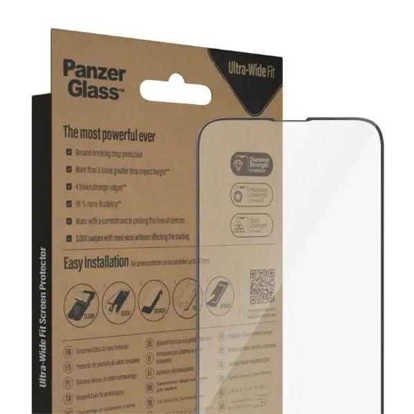PanzerGlass Ultra-Wide Fit Tempered Glass Antibacterial Privacy with Positioner for iPhone 14/13 Pro/13 - Cell phone