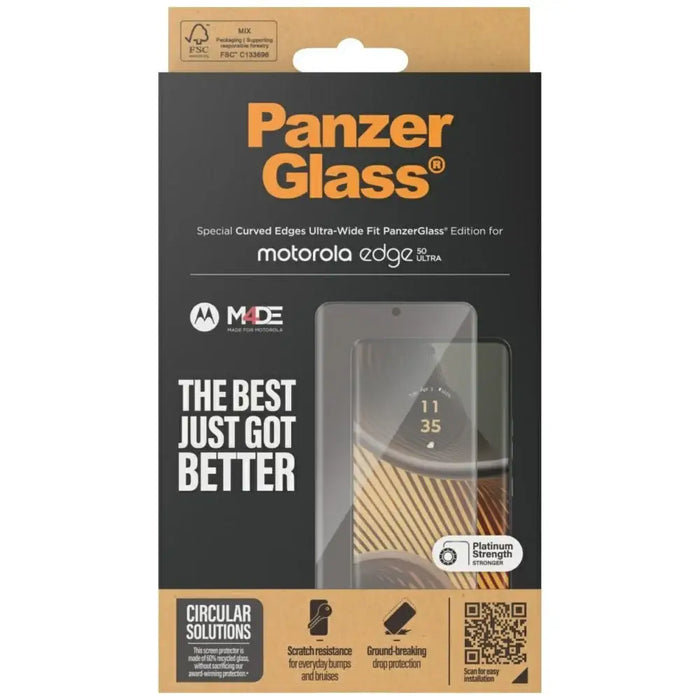 PanzerGlass Ultra-Wide Fit Tempered Glass for Motorola Edge 50 Ultra - Cell phone tempered glass<<<HurtelXML