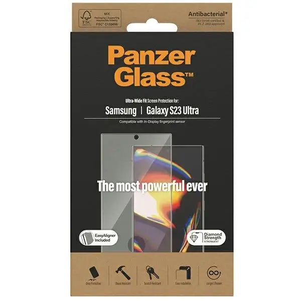 PanzerGlass Ultra-Wide Fit Tempered Glass with Applicator for Samsung Galaxy S23 Ultra - Cell phone tempered