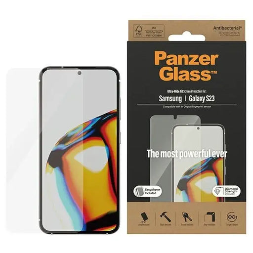 PanzerGlass Ultra-Wide Fit tempered glass with applicator for Samsung Galaxy S23 - Cell phone tempered glass<<<HurtelXML