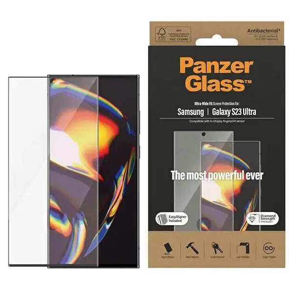 PanzerGlass Ultra-Wide Fit Tempered Glass with Applicator for Samsung Galaxy S23 Ultra - Cell phone tempered