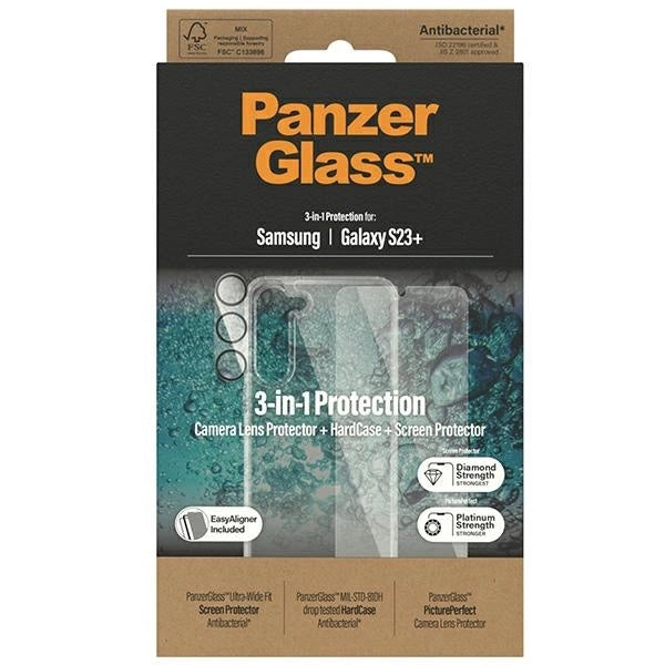PanzerGlass Bundle 3in1 set transparent case + foil + camera cover for Samsung Galaxy S23+