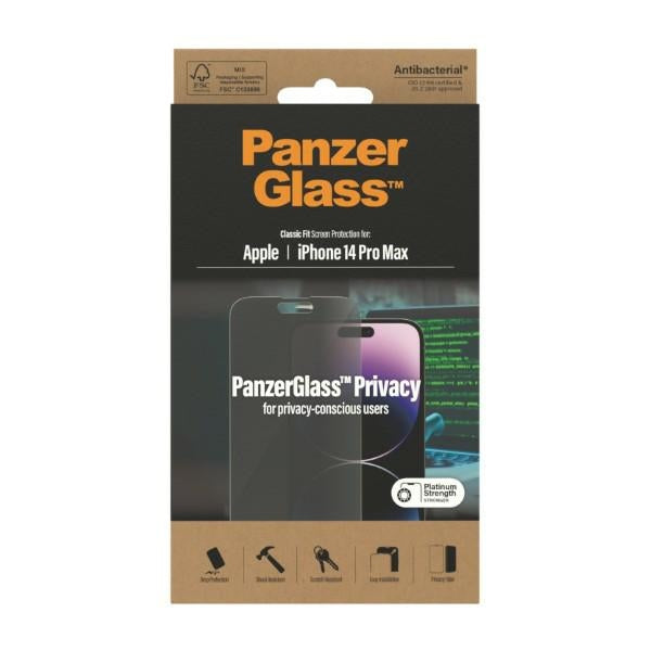 PanzerGlass Classic Fit antibacterial privacy glass for iPhone 14 Pro Max
