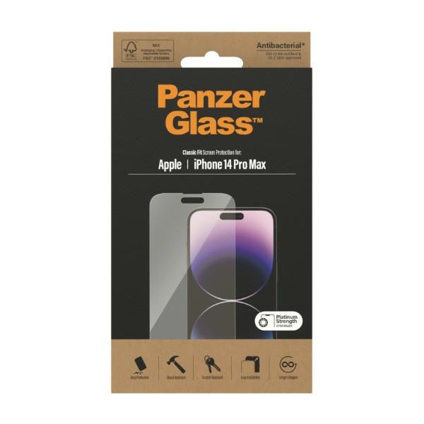 PanzerGlass Classic Fit antibacterial glass for iPhone 14 Pro Max