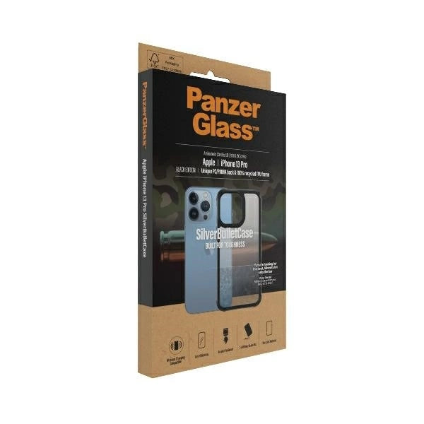 PanzerGlass ClearCase antibacterial Military Grade certified case for iPhone 13 Pro - transparent and black